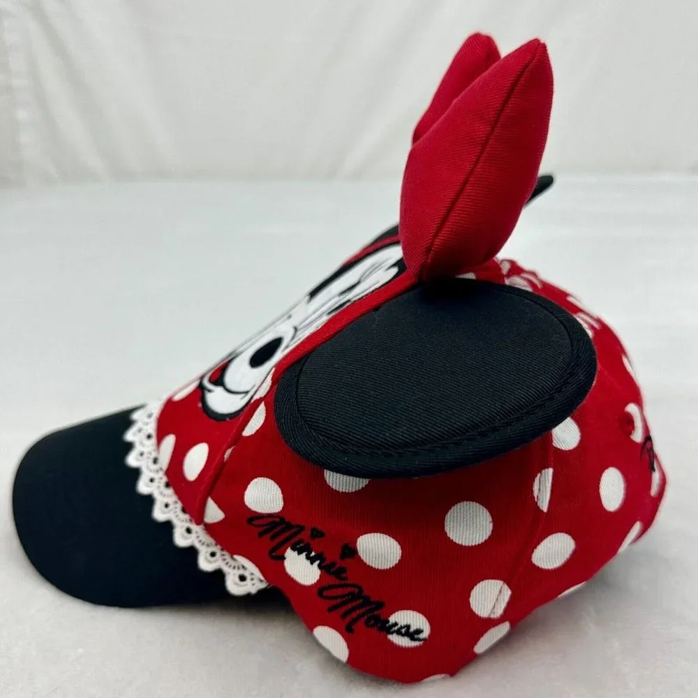 Disney Parks Minnie Mouse Snapback Adjustable Toddler Size Cap Hat Red Black